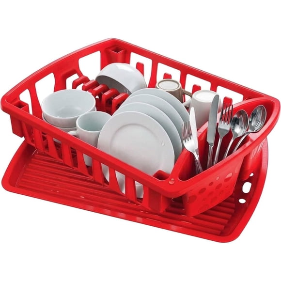 Escurridor De Platos De Plastico Con Charola Y Portacubiertos Organizador