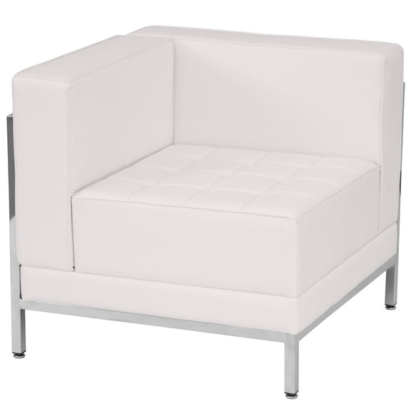 Flash Furniture HERCULES Imagination Series Contemporary Melrose White LeatherSoft Left Corner Chair with Encasing Frame