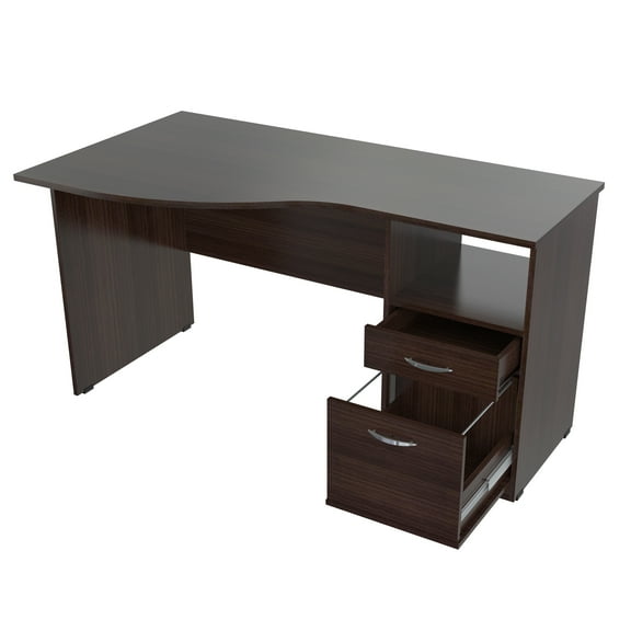 Inval Curved-Top 2-Drawer Desk, Multiple Colors