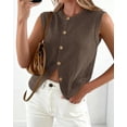 thumbnail image 6 of BTFBM Sweater Vest Women Casual Crewneck Loose Button Down Knit Sleeveless Cardigan Spring Clothes Summer Vest Tops, 6 of 8