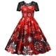 thumbnail image 1 of Vestidos Navideños Para Mujer Cuello Redondo Estampado Navideño Encaje Mangas Cortas Vestido de Cintura Alta Odeerbi ODB199639, 1 of 8