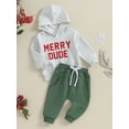 thumbnail image 4 of Newborn Baby Boy Christmas Outfits 3M 6M 12M 18M 24M 3Y Long Sleeve Letter Hoodie+Trousers Set Toddler Fall Winter Clothes, 4 of 10
