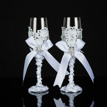 His And Hers Champagne Glasses Handmade Wedding Toasting Flutes