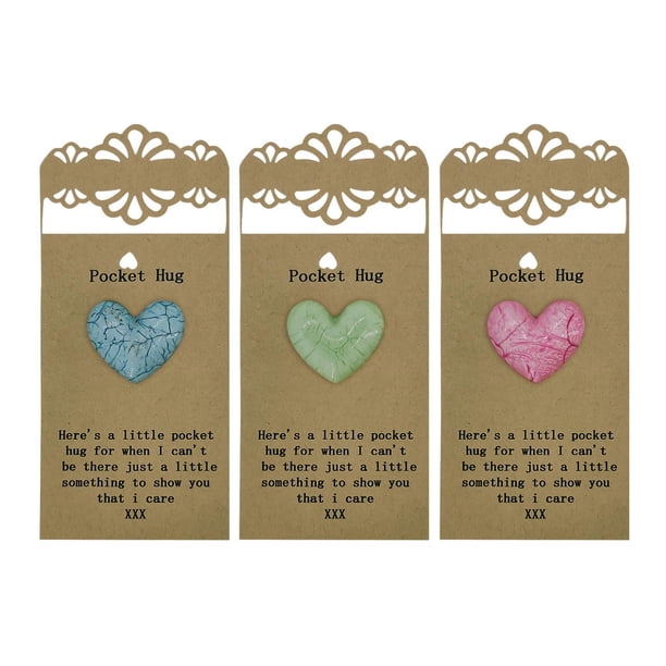 Ficha decorativa en forma de corazón, tarjeta de abrazo de bolsillo, regalo social a distancia, recuerdo resistente. D