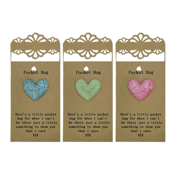 Set of 3Pcs Heart Decor , Pocket Hug Card for Family Sturdy Strengthen Friendship Compact Adorable During Lockdown Accessories Keepsake D