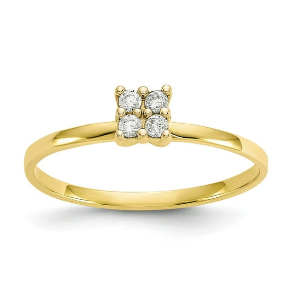 10K Yellow Gold Ring Band Themed Cubic Zirconia CZ White