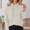 thumbnail image 2 of Yuhangmm Women Sweatshirt Knit Hoodie for Soft Fit Long Sleeve Sweatshirt with Stud Details for Autumn Winter Wear with Unique Stud Detail Beige XL, 2 of 4