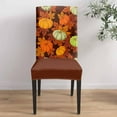 thumbnail image 4 of Thanksgiving 4Pcs Dining Chair Covers Slipcover,Autumn Orange Green Pumpkins Stretch Chair Cover Protector,Fall Maple Leaves Watercolor Washable Chair Protector for Holiday Party Dining Room Hotel, 4 of 7
