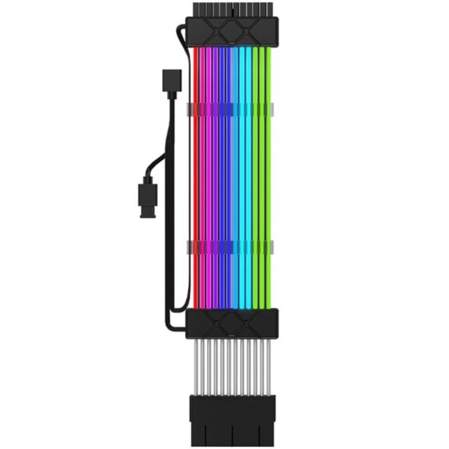 Cable de Extensión ARGB de 24 Pines para Tira de Luz PCIE GPU, Cable de Extensión para Placa Base de Fuente de Alimentación de Computadora, Color Negro