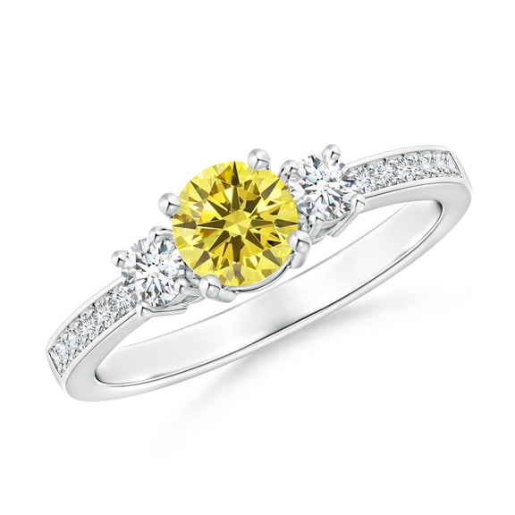 ANGARA Lab Grown Yellow and White Diamond Ring for Women in 925 Sterling Silver (Size-5mm| Color-Fancy Intense| Clarity-VS) | Anniversary, Jewelry Gift for Women | Lab-Grown Yellow Diamond Ring