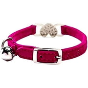 VATENIC Leather Fashion Cat Collar with Rhinestones, 7.87 - 9.84 in, 2 Piece