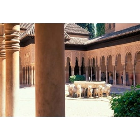 Los Patios Malaga Patio de los Leones in the Alhambra Granada Spain Stretched Canvas - John & Lisa Merrill DanitaDelimont (18 x 12) ()