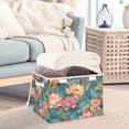 thumbnail image 3 of Yayeee Collapsible Cube Storage Bin with Lid Fabric Closet Decorative Basket with Handles, Pink Water Lilies Pattern, 3 of 7