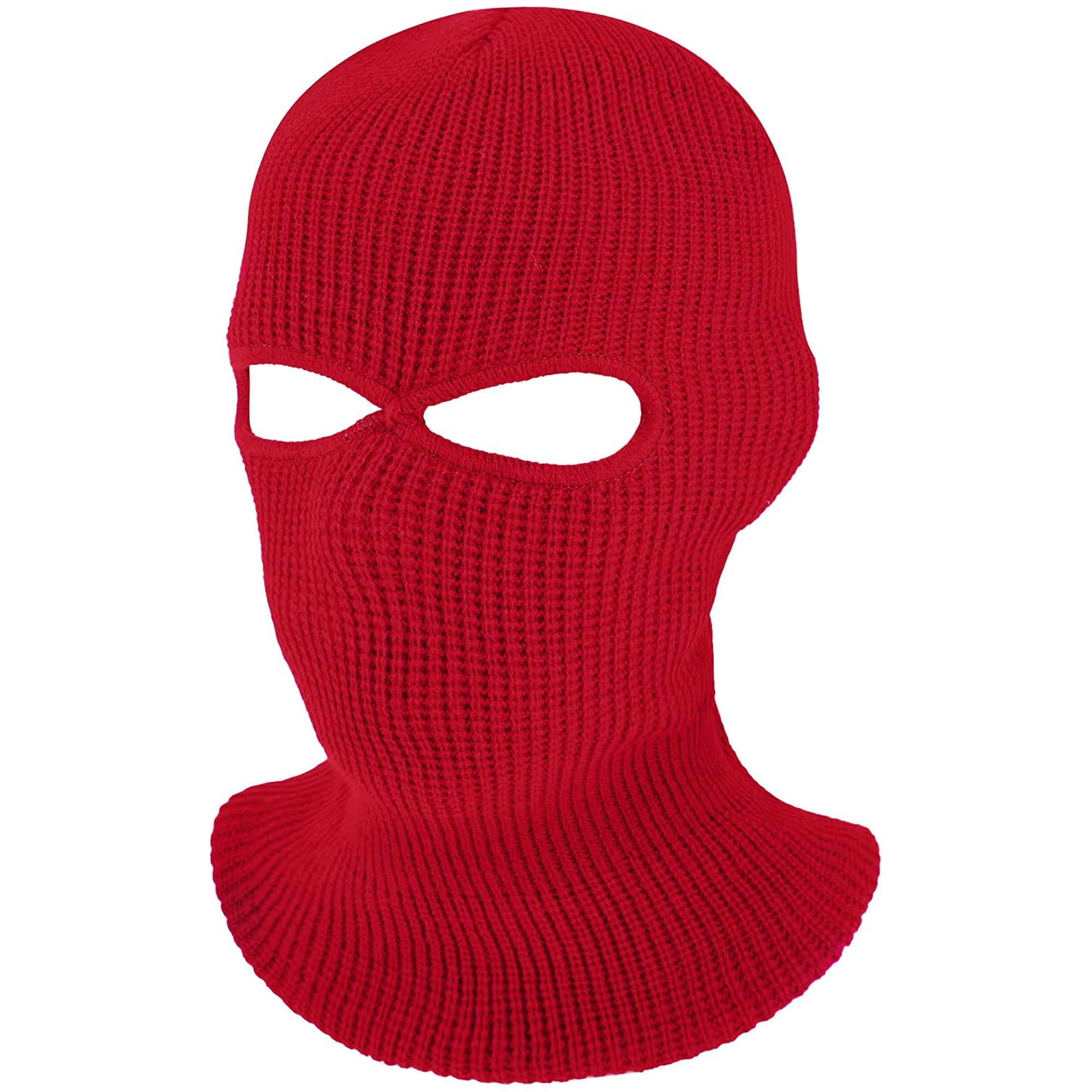 GRNSHTS 2-Hole Knitted Full Face Cover Ski Neck Gaiter, Winter Balaclava Warm Knit Beanie for Outdoor Sports (Red)