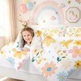 thumbnail image 3 of meiyoeat Floral Letter A Twin Comforter Sets for Girls, Spring Daisy Groovy Bedding Set for Bedroom, Multicolor, Reversible, 2pcs, 1 Comforter and 1 Pillowcase, 3 of 6