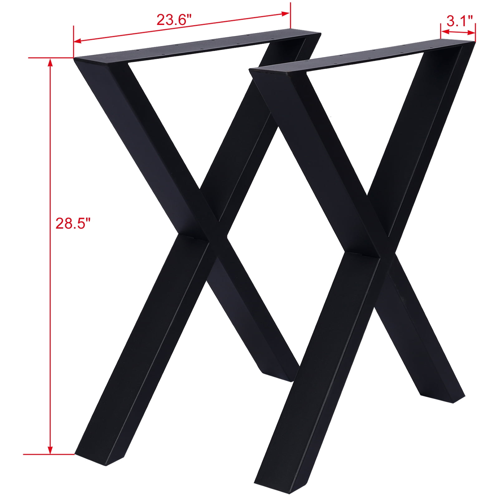X Table Legs 28X 24", Wide Metal Table Legs, Heavy Duty Steel Desk Legs Table Leg Dining Table Legs Coffee Desk Leg, Set of 2