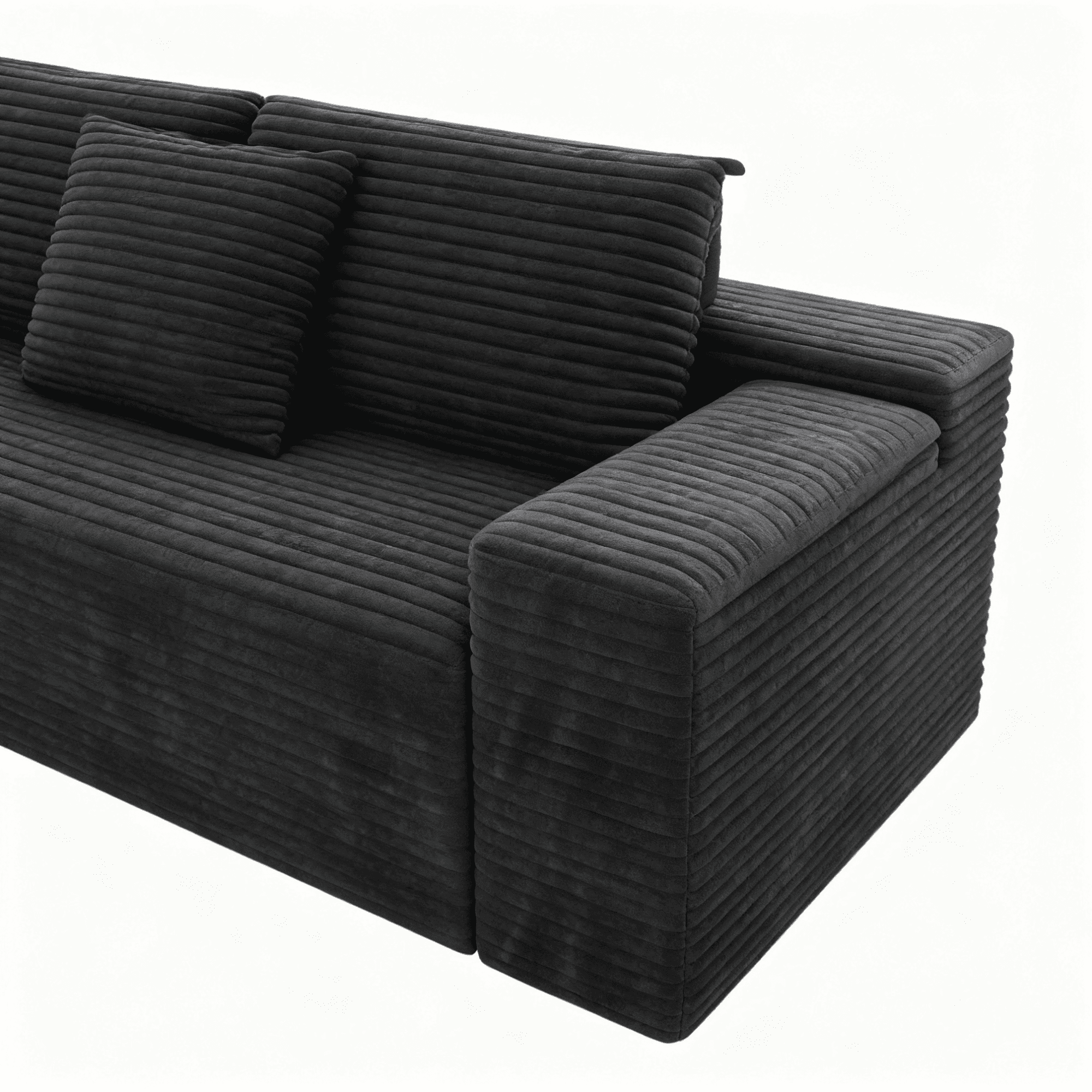 104" Modular Sectional Sofa,Oversized L-Shape Cloud Couch,Modern Corduroy Sleeper Couches Boneless Couches for Living Room,Bedroom,Apartmen,No Assembly Required,Grey-Left Chaise