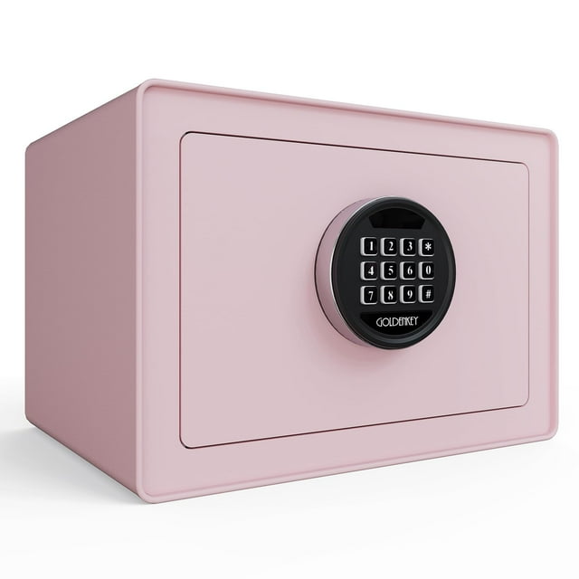 Goldenkey Caja fuerte digital de lujo para joyería con teclado para el hogar Caja fuerte pequeña para documentos y dinero Forro de terciopelo suave y estante extraíble 9.84 pulgadas de profundidad x 1
