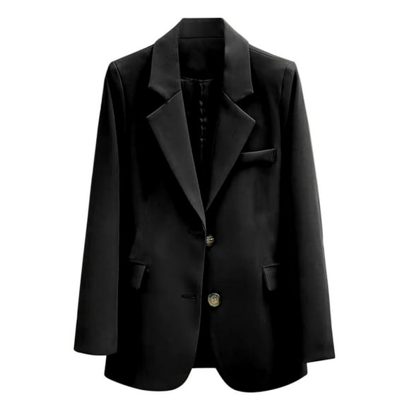 Generic Womens Casual Blazer Jackets Solid Long Sleeve Open Front Buttons Suit Work Office Lapel Blazers with Pockets