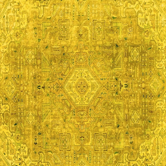 Ahgly Company Indoor Square Abstract Yellow Modern Area Rugs, 3' Square