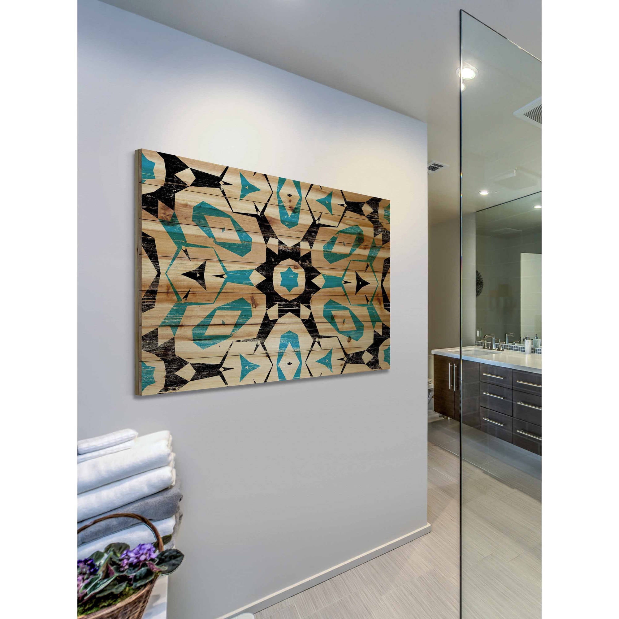 "Middle Star" Painting Print on Natural Pine Wood