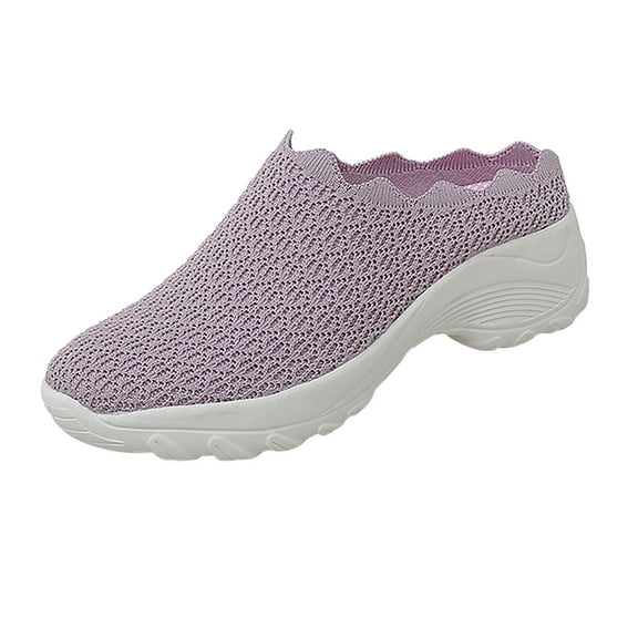 Hessimy Women's Walking Shoes Lightweight Slip on Travel Sneakers Slip on Shoes for Women(Purple,7.5)