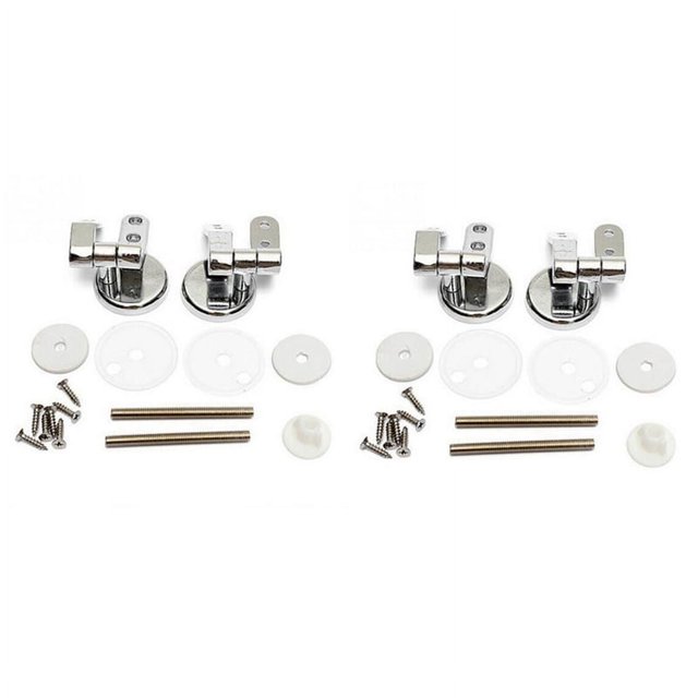 4X Bisagras de Asiento de Inodoro de Reemplazo de Aleacion Juego de Montajes Chrome con Accesorios Tornillos
