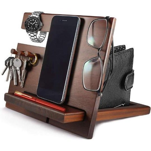 Regalo original para hombre, idea de regalo para el día del padre, organizador de escritorio multifuncional, ganchos para llaves, relojes, soporte para teléfono, regalo para papá, mamá, regalo para e