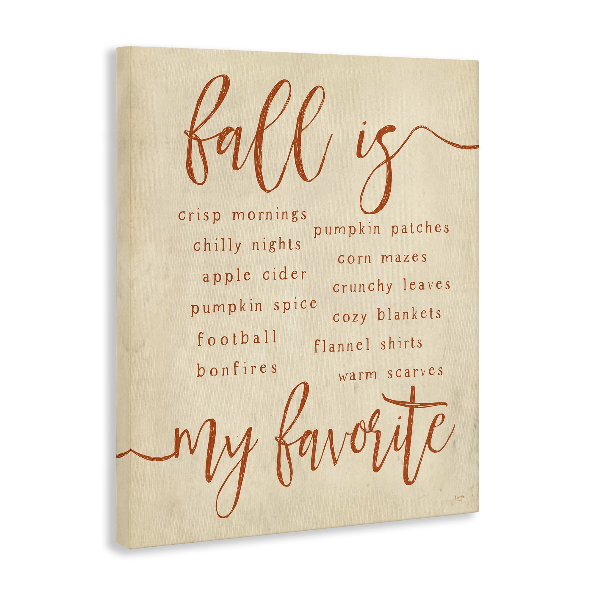 Stupell Industries Favorite Fall Activities Text & Numbers Painting Wrapped Canvas Art Print Wall Art, 36 x 48