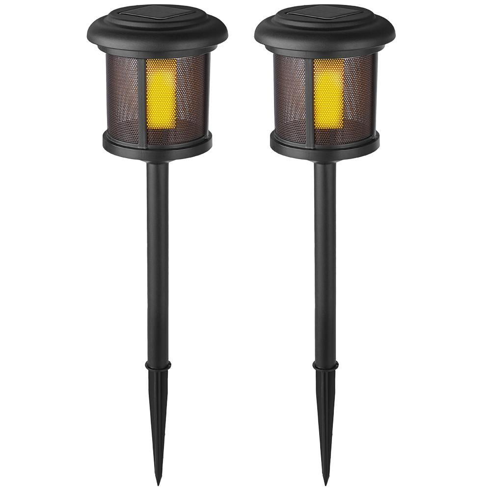 Solar Black LED Flicker Flame Path Light (2Pack)