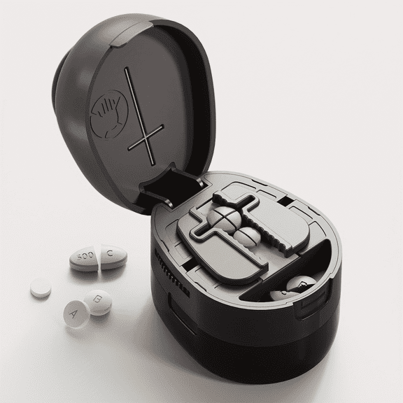 KOKCOOL Portable Pill Cutter Splitter, Adjustable 1/2 1/4 Medline Pill Splitter for Medication, Vitamins and Tiny Pills