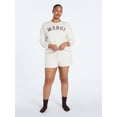 thumbnail image 3 of Joyspun Women's French Terry Long Sleeve Top and Shorts Lounge Set, 2-Piece, Sizes XS-3X, 3 of 5