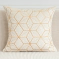 thumbnail image 4 of DEELLEEO 18 x 18 Inch Gold Plaid Geometric Lines Embroidery Velvet Cushion Case Luxury Modern Square Throw Pillow Cover Decorative Pillow for Couch Living Room Bedroom Car, 4 of 5