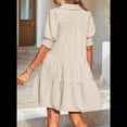 thumbnail image 4 of Vestido Plisado de Corta para Mujer, Color Crema, Talla L, 4 of 7