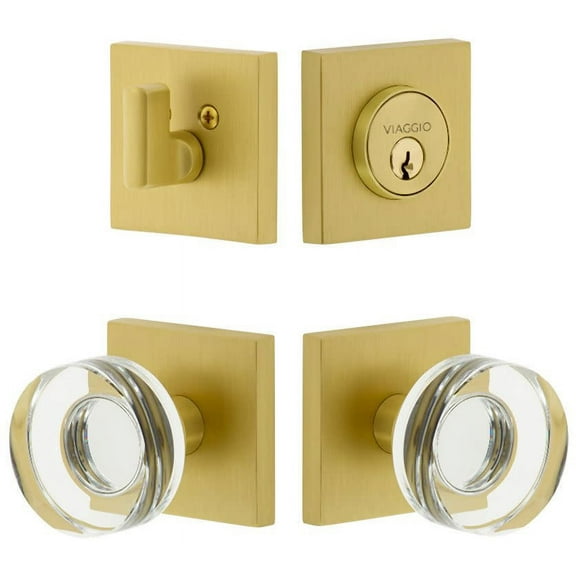 Viaggio 628670 Quadrato Solid Brass Single Cylinder Keyed Entry Door Knob Set And Deadbolt