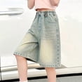 thumbnail image 6 of OYXSER Kids Denim Shorts Y2K Vintage High Waist Straight Leg Clothes Jorts Trendy Summer Clothes for Kids, Blue 12-13Y, 6 of 6