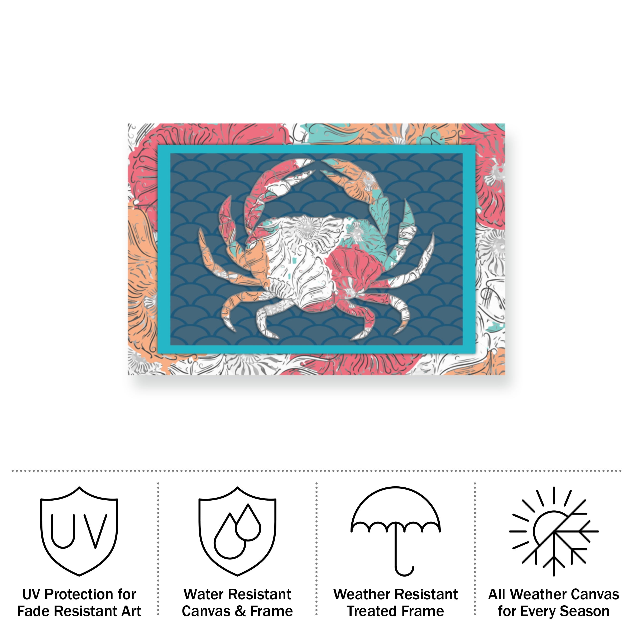 Lightboxjournal 'Framed Crab' Outdoor Canvas 16x24