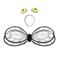 thumbnail image 2 of Disfraz de ala de abeja para adultos y niños, divertido, moderno y cómodo con diadema. Negro, 2 of 9