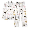thumbnail image 4 of Youpwaven Valentines Pajamas Set for Womens Heart Print Soft Breathable Milk Silk Button up Collared Sleepwear, 2-Piece, Size L, 4 of 6