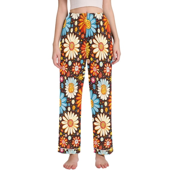 FORMRS Women's Pajama Pants with Pockets Soft Comfy Loungewear Sleep Bottom, Sizes S-2XL, Blooming Flowers