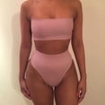 thumbnail image 3 of Women's 2 Pieces Bandeau Bikini Swimsuits Off Shoulder High Waist Bathing Suit High Cut, 3 of 4
