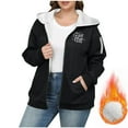 thumbnail image 2 of UTSJKR Cozy Warm Plus Size Sherpa Coat - Women’s Oversized Fuzzy Zip Up Hoodie for Cold Winter with Pockets Black L, 2 of 6
