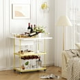 thumbnail image 3 of Veanerwood 3 Tier Home Bar Serving Cart on Wheels with Storage and Extendable Countertop, White, 3 of 9