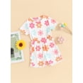 thumbnail image 3 of Bagilaanoe 2pcs Toddler Baby Girl Shorts Set Short Sleeve Flower Print T Shirt Tops + Shorts 6M 12M 18M 24M 3T 4T Kids Casual Summer Clothes, 3 of 7