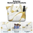 thumbnail image 2 of Tote Bag for Women - Gold and White Marble Shoulder Bag - Large Utility Work Duffle Bag with Zipper Handbag for Travel, Work, Sprots, 2 of 5