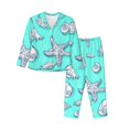 thumbnail image 1 of Fotbe Seashell And Starfish Conjunto de Pijama de Manga Larga para Mujer con Estampado, Ropa de Dormir de 2 Piezas, Conjunto de Casa Suave y Cómodo con Bolsillos-XX-Large, 1 of 7