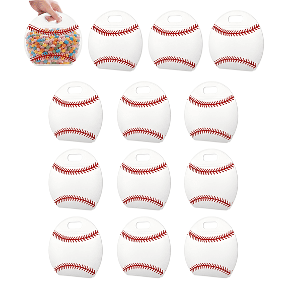 Baseball Snack Bags 12 Pcs with Handles, Reusable Sealed Treat Bags, Stand-up Goodie Bags for Sports Team Game Day Party Favor Birthday Gifts Supplies