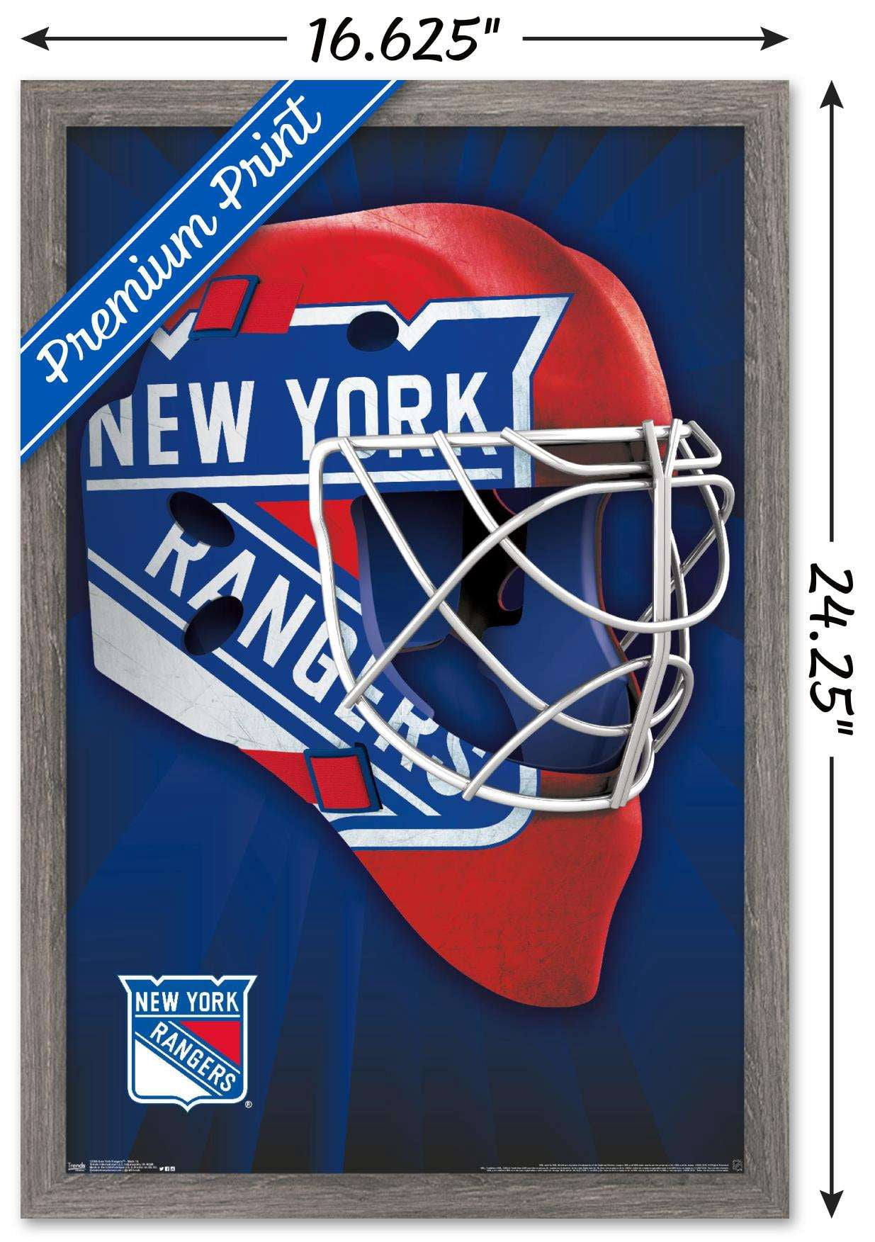 NHL New York Rangers - Mask 16 Wall Poster, 14.725" x 22.375", Framed
