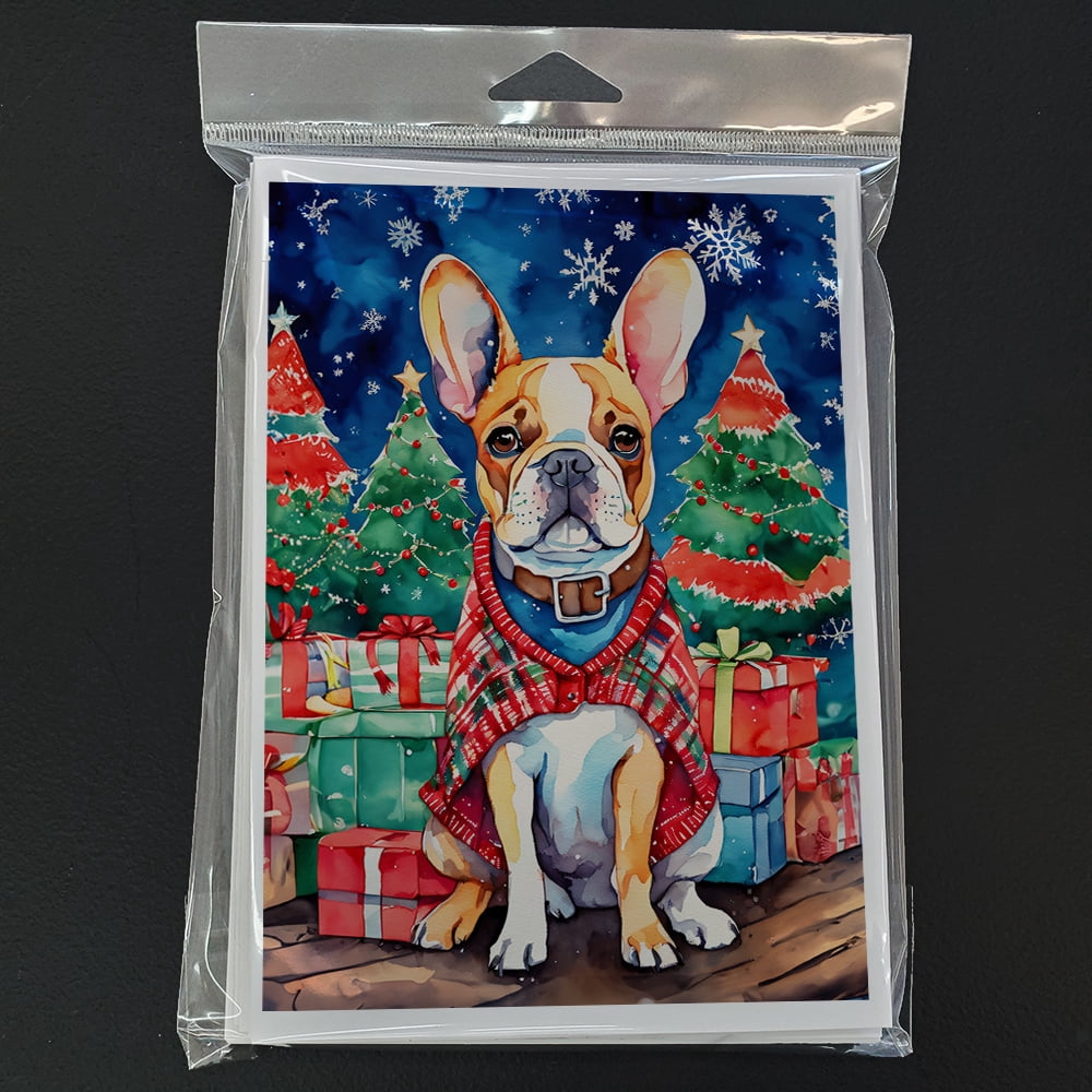 French Bulldog Christmas Greeting Cards Pack of 8 7 in x 5 in