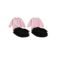 thumbnail image 3 of Toddler Baby Girl Halloween Outfit 1-6 Years Kids Ghost Embroidered Long Sleeve Sweatshirt Elastic Waist Tulle Skirt 2Pcs Cute Fall Clothes Set, 3 of 9